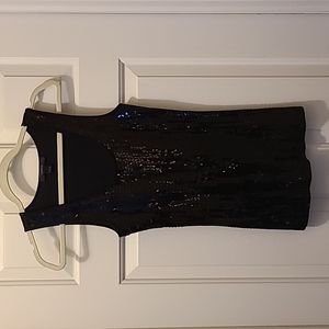 Express Black Sequin Fitted Tank Top Size Large